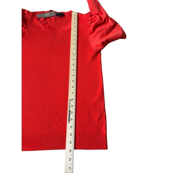 NEW J Crew Puff Sleeve Ribbed Sweater XL Coral Red Crewneck Silk Blend - Picture 6 of 8